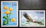 ANDORA franceza 1992 vultur păsări de pradă și flori serie 2v neștampilat