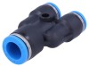 Conector Push-in Festo Y 10mm 8mm, Racord Pneumatic Ramificat, Serie QS, PBT, Negru