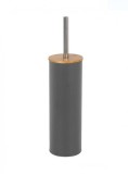 Perie WC cu suport, Metal,Gri inchis, 10x27cm, Oem