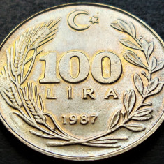 Moneda 10 LIRE TURCESTI - TURCIA, anul 1987 * cod 2627 = UNC luciu de batere