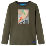 Tricou pentru copii cu m&acirc;neci lungi, kaki, 116