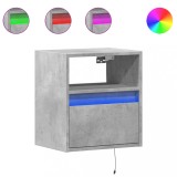 Cumpara ieftin Comode TV de perete cu lumini LED 2 buc. gri beton 41x31x45 cm