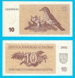 Lituania (pick 40) 10 Talonas 1992 UNC; Sturz de v&acirc;sc