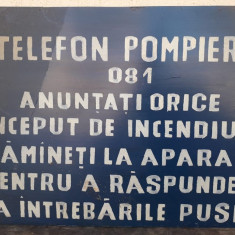 HST Tablă vopsită Pompieri 081 România comunistă decor industrială