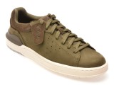 Pantofi sport CLARKS kaki, COURTLITE 2 RUN, din nabuc
