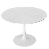 Masă de sufragerie rotundă modernă, Alb | Aosom Romania
