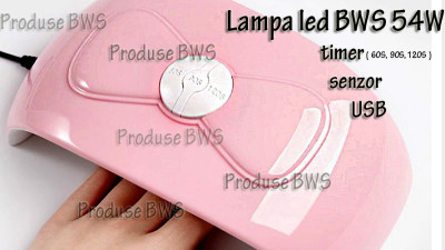 Lampa uv roz kit unghii false 54w -Lampa LED FUNDITA timer/senzor set manichiura foto