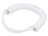 Cablu spiralat neecranat PUR alb 5x0,22mm2 300V 0,2m-0,8m