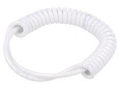 Cablu spiralat neecranat PUR alb 5x0,22mm2 300V 0,2m-0,8m