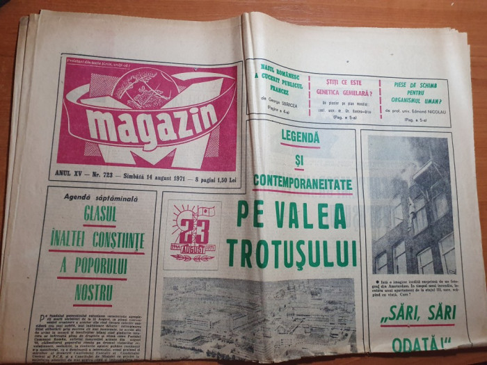 magazin 14 august 1971-art. si foto cabana balea lac,combinatul fibre savinesti