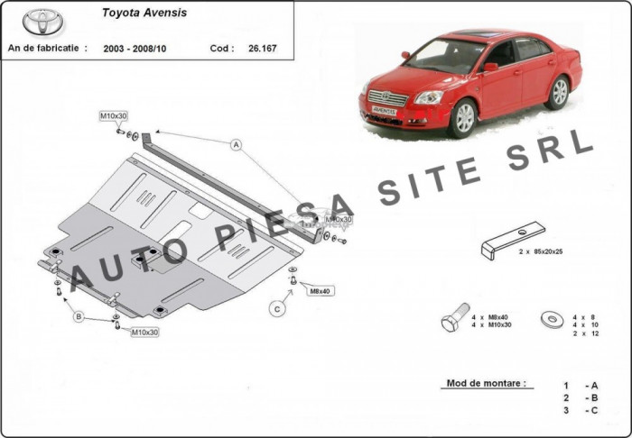 Scut metalic motor Toyota Avensis fabricata in perioada 2003 - 2008 APS-26,167