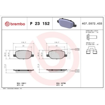 Placute frana Alfa Romeo Giulietta (940) 04.10-12.20, Giulietta Box / Liftback (940) 04.11-12.20, Spate, BREMBO foto