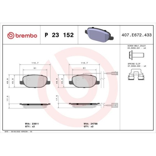 Placute frana Alfa Romeo Giulietta (940) 04.10-12.20, Giulietta Box / Liftback (940) 04.11-12.20, Spate, BREMBO
