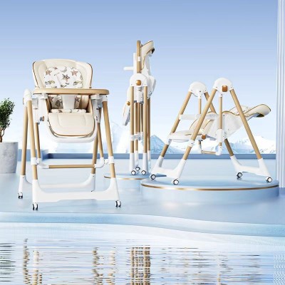 Foldable multifunctional baby dining chair-color: champagne foto