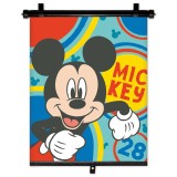 Roleta parasolar auto pentru copii Mickey Disney 1 buc, universala pentru toate modelele de masini, rulare automata, prindere cu carlige sau 3 ventuze