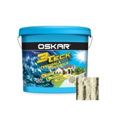Tencuiala decorativa siliconica Oskar 3Teck, structurata, aspect scoarta de copac, granola, interior / exterior, 25 kg