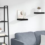 Raft perete suspendat vidaXL, negru lucios, 23x23.5x3.8 cm, MDF, montare invizibila, design modern