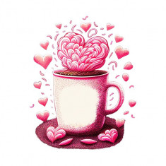 Sticker decorativ Ceasca de cafea, Roz, 69 cm, 6114ST