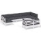 Set mobilier de gradina cu perne, 9 piese, alb, lemn masiv pin