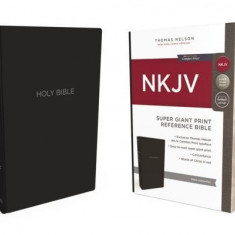 NKJV, Reference Bible, Super Giant Print, Leather-Look, Black, Red Letter Edition, Comfort Print