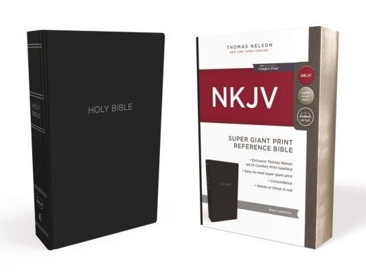 NKJV, Reference Bible, Super Giant Print, Leather-Look, Black, Red Letter Edition, Comfort Print