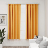 VidaXL Draperii opace aspect in, c&acirc;rlige, 2 buc., galben, 140 x 175 cm