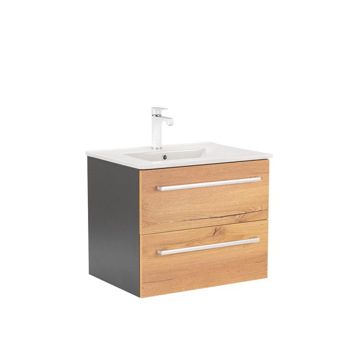 Dulap inferior Vario Clam 60 cu lavoar antracit-stejar