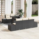 vidaXL Set de canapele pentru grădină cu pernă 6 pcs Negru și Crem 3357830