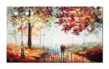 Cumpara ieftin Tablou indragostiti gigant pictat manual, Impreuna pe aleea vietii, 120x70cm ulei pe panza in cutit efect 3D, Magnific