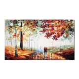 Tablou indragostiti gigant pictat manual, Impreuna pe aleea vietii, 120x70cm ulei pe panza in cutit efect 3D, Magnific