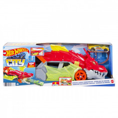 Set Transportatorul Dragon cu masinuta, Hot Wheels City