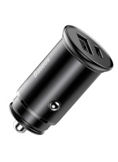 INCARCATOR auto Baseus Circular metal, 1 x USB Output 5V/3.1A si 1 x USB Type-C, 30W total ambele porturi, pt. bricheta auto, negru &quot;CCALL-BS01&quot; (timb