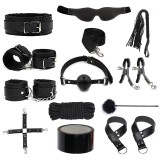 Set BDSM Fetish Essentials, 12 Piese, Negru, Guilty Toys