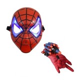 Cumpara ieftin Set masca si manusa lansator cu 7 ventuze din burete SpiderMan, rosu, tehnologie LED