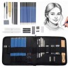 Set profesional pentru schite in creion, 35 piese, bloc desen, creioane, carbune, radiere, ascutitori, mapa depozitare , complet si portabil pentru ar