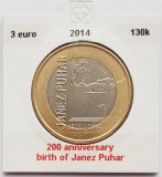 2242 Slovenia 3 euro 2014 Janez Puhar km 118, Europa