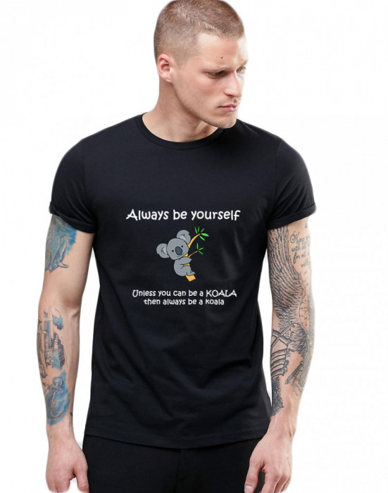 Tricou barbati negru, Be yourself, Koala - M