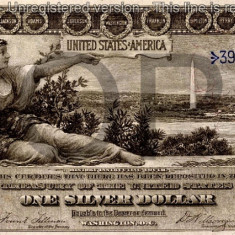 1 dolar 1896 Reproducere Bancnota USD , Dimensiune reala 1:1