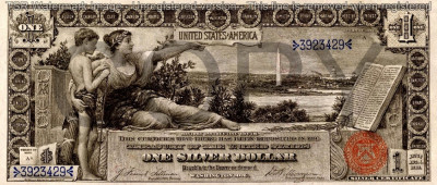 1 dolar 1896 Reproducere Bancnota USD , Dimensiune reala 1:1 foto