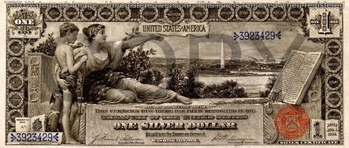 1 dolar 1896 Reproducere Bancnota USD , Dimensiune reala 1:1