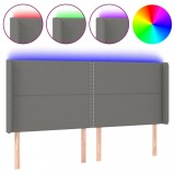 Cumpara ieftin Tablie de pat cu LED, gri inchis, 203x16x118/128 cm, textil