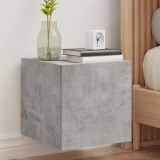 VidaXL Comode TV de perete cu lumini LED 2 buc. gri beton 30,5x35x30cm