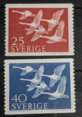 SUEDIA 1956 PASARI FAUNA SERIE 2v.nestampilata