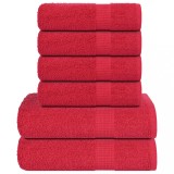 VidaXL Set prosoape 6 piese rosu 360 g/m&sup2; 100% bumbac
