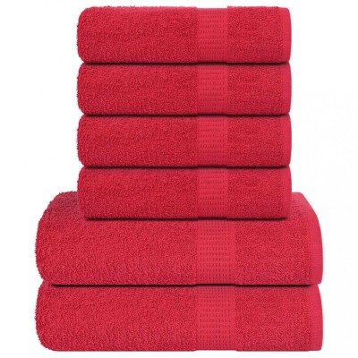 vidaXL Set prosoape 6 piese rosu 360 g/m&amp;sup2; 100% bumbac foto