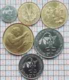 01B24 St. Africane de Vest set 6 monede 1 5 10 25 50 100 Francs 1984-2014 UNC, Africa