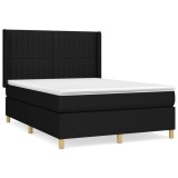 Cumpara ieftin Pat box spring cu saltea, negru, 140x190 cm, textil