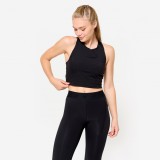 Maiou mulat fitness crop-top 500 Negru Damă, Domyos
