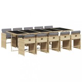 Set mobilier gradina cu perne, 11 piese bej combinat poliratan