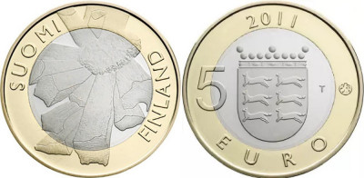 Finlanda moneda comemorativa 5 euro 2011 - Regiunea Ostrobothnian - UNC foto